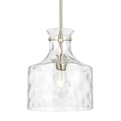 Nampa Matt Nickel Hammered Glass Solo Pendant Light