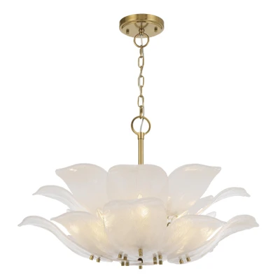 Pomona 8 Light Frosted Glass Leaves Statement Pendant
