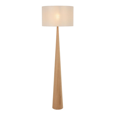Roselle Oak Finish Base Cream Shade Floor Lamp