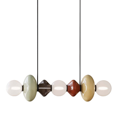 Mapi Multicoloured Horizontal Pendant Light - Green/Pasta
