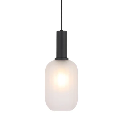 Aosta Elongated Oval Frosted Glass Black Pendant