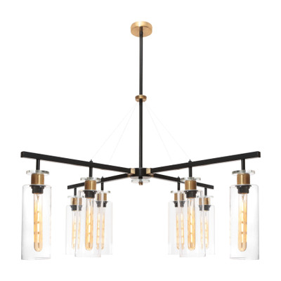 Bourne 8 Light Black Gold Clear Glass Pendant