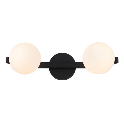 Rayna IP44 Matt Opal Glass Black Twin Wall Light