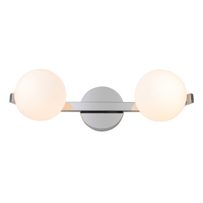 Rayna IP44 Matt Opal Glass Chrome Twin Wall Light