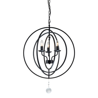 Maxwell 3 Light Black Orb Candle Pendant Chandelier