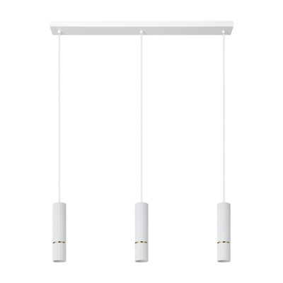 Caminia White Ribbed Tube Trio Pendant Light