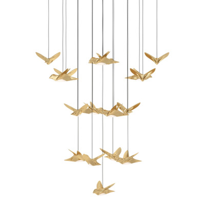 Paratebueno 17 Light Brass Aviary Round Cluster Chandelier