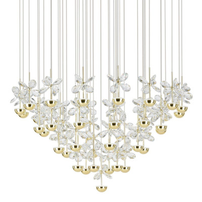 Pianopoli 43 Light Round Cluster Brass Pendant Chandelier