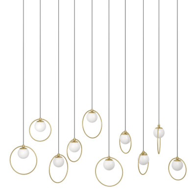Portocolom 10 Light Brass Gold Oval Cluster Pendant