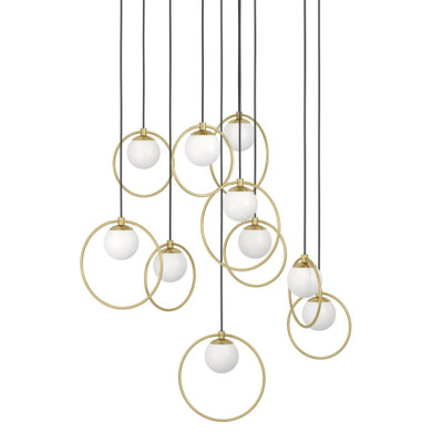Portocolom 10 Light Brass Gold Round Cluster Pendant