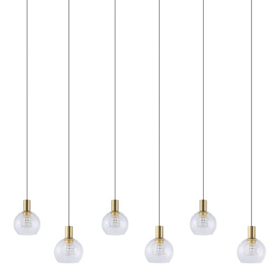 Terque 6 Light Dimmable LED Bar Cluster Brass Pendant