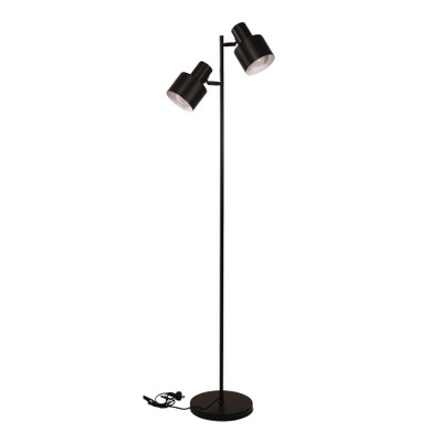 Ava Full Black Twin Light Scandustrial Floor Lamp