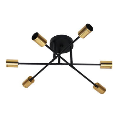 Marion 6 Light Black Brass Close to Ceiling Light