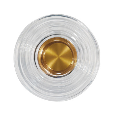 Pacol Circular Satin Brass Clear Glass 3CCT LED Wall Light