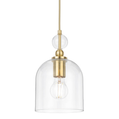 Rafai Clear Glass Bell Shade Brass Pendant Light