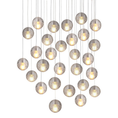 Space Bubble Spherical Clear Glass 26 Light LED Cluster Chandelier