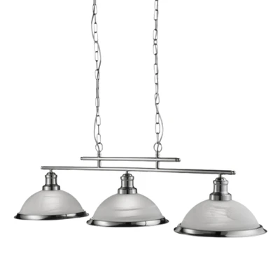 Serona 3 Light Satin Chrome Alabaster Glass Bar Pendant