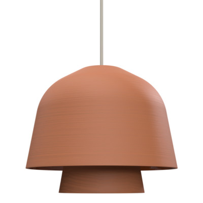 Okina Double Layered Conical Clay Pendant - Dark Terracotta