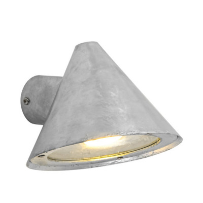 Chany Galvanised Iron Cone Clear Glass Exterior Wall Light