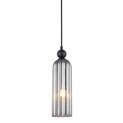 Falco Smoked Black Round Top Ribbed Pendant Light