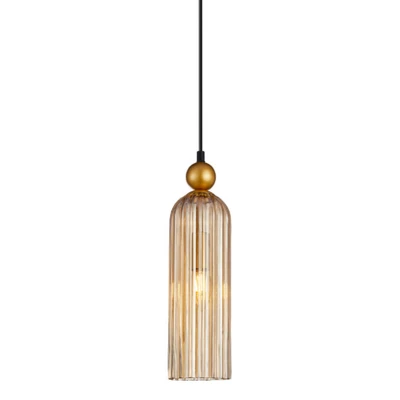 Falco Amber Round Top Ribbed Pendant Light
