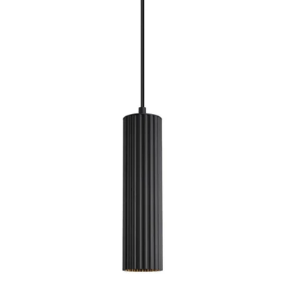 Kylo Black Cylinder Ribbed Pendant Light