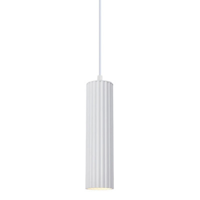 Kylo White Cylinder Ribbed Pendant Light