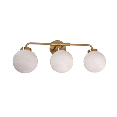Presley Brass Three Spherical Alabaster Wall Light