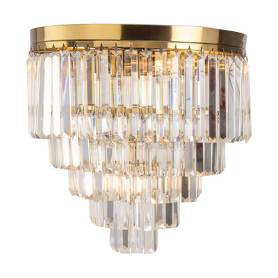 Celestial 5 Tier Satin Brass Crystal Close to Ceiling Light