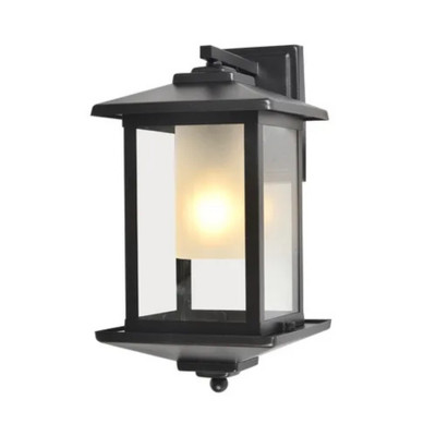 Barnet Black Glass Exterior Lantern Wall Light