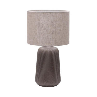 Serene Grey Ribbed Brown Shade Ceramic Table Lamp