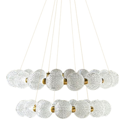 Twin Rings with Acrylic Balls Tiered Pendant Light