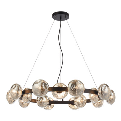 Varlin 15 Light Matt Black Mirror Glass Round Pendant