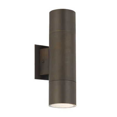 Wally Twin Light Antique Brass IP65 Wall Lamp