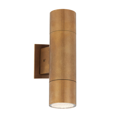 Wally Twin Light Natural Brass IP65 Wall Lamp