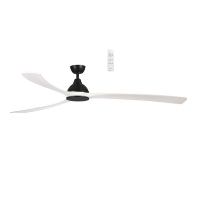 Norfolk Aero Smart DC Ceiling Fan with Remote - Matt Black & White Wash