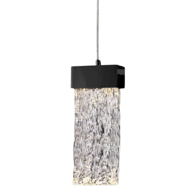 Roan Textured Rectangular Glass Black Pendant Light