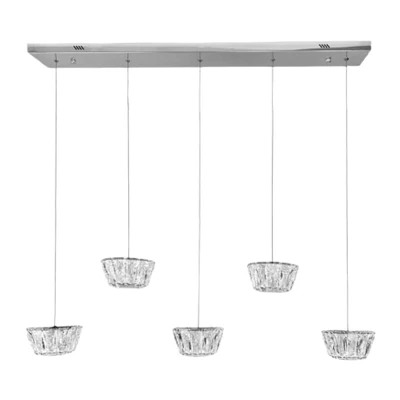 Downey 5 Light 3CCT LED Crystal Pendant - Chrome