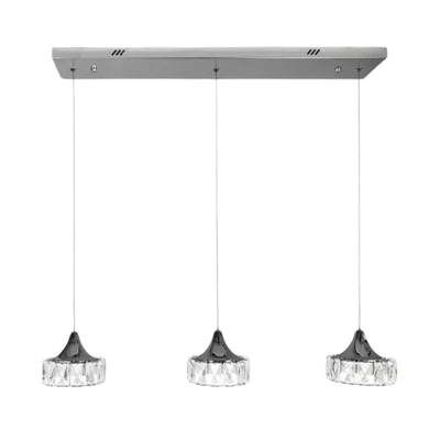 Ivoti 3 Light Crystal 3CCT LED Pendant with Remote - Gloss Chrome