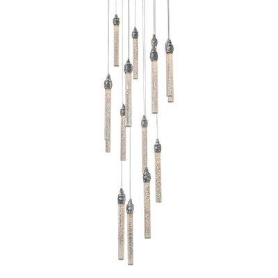 Jiel 15 Light Crystal Stick 3CCT LED Pendant with Remote - Chrome