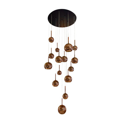 Norwich 15 Light Round Cluster Glass Pendant - Rose Gold