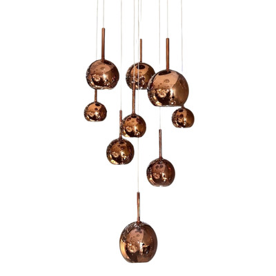 Norwich 9 Light Round Cluster Glass Pendant - Rose Gold