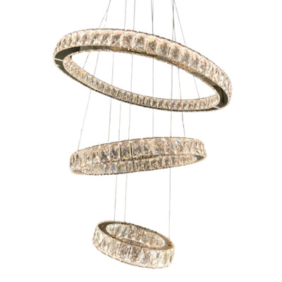 Platte Three Tiered 3CCT LED Ring Crystal Chandelier - Gold