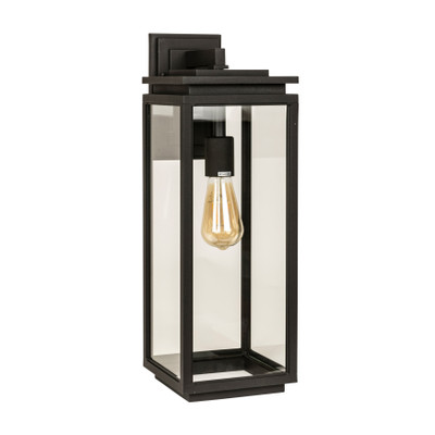 Rinka Black IP44 Rectangular Wall Light - Clear Glass