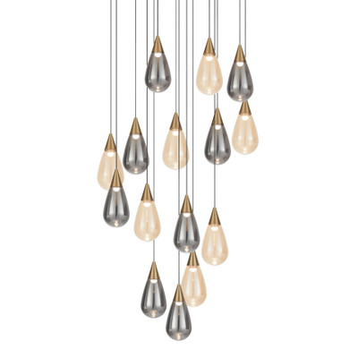 Wulai 15 Light Multi-Coloured Teardrop Glass LED Chandelier