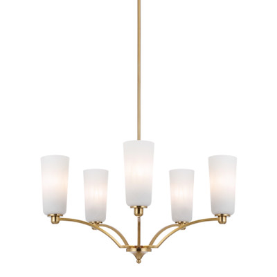 Belovo 5 Light Opal Glass Branching Chandelier - Gold
