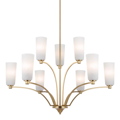 Belovo 9 Light Opal Glass Branching Chandelier - Gold