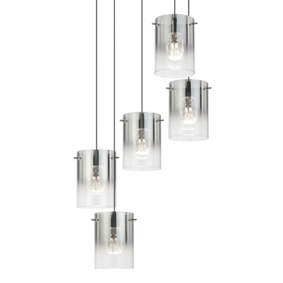 Franceville 5 Light Black LED Cluster Pendant - Smoke Glass