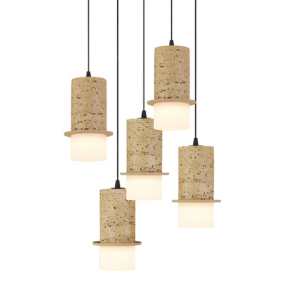 Rocklin 5 Light 3CCT LED Stone Cluster Pendant - Travertine