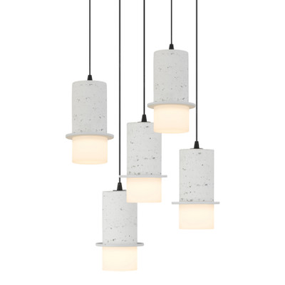 Rocklin 5 Light 3CCT LED Stone Cluster Pendant - White